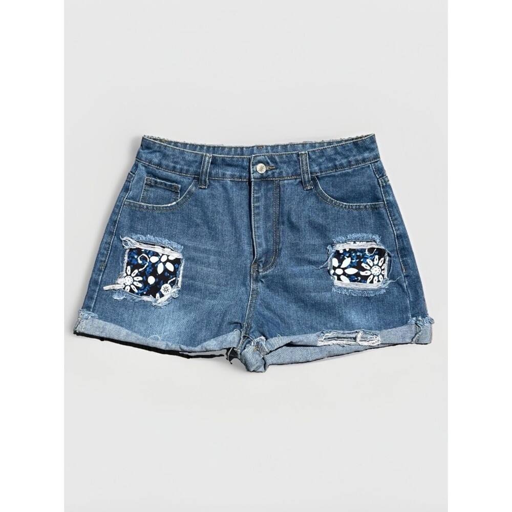 Unbranded Patchwork Cutoff Denim Jean Shorts Distressed Size Medium